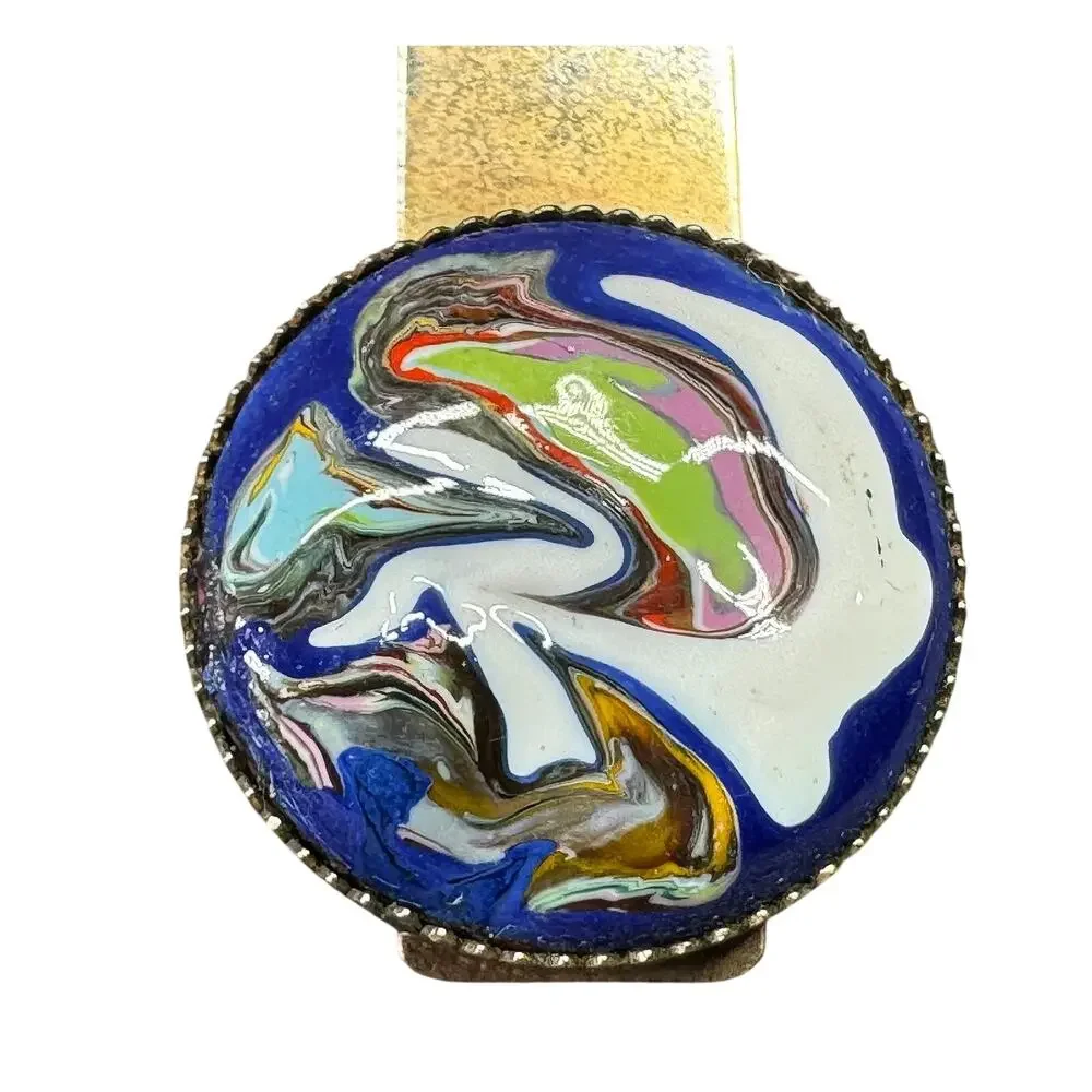 Vintage Psychedelic Resin Men's Gift, Fluid Art Statement Money Clip Accessory
